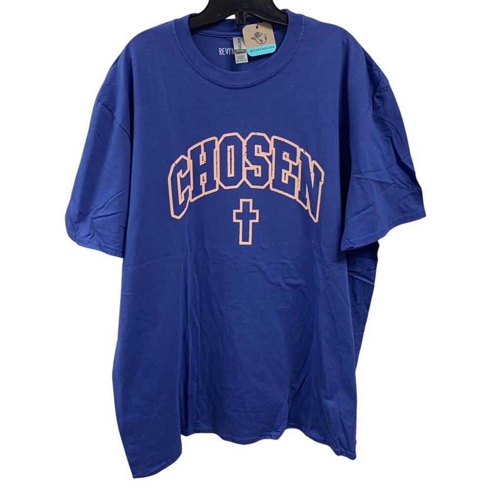 New Hand Printed Womens 2XL Jesus Chosen Cross Short Sleeve Crew Neck Tee Shirt
